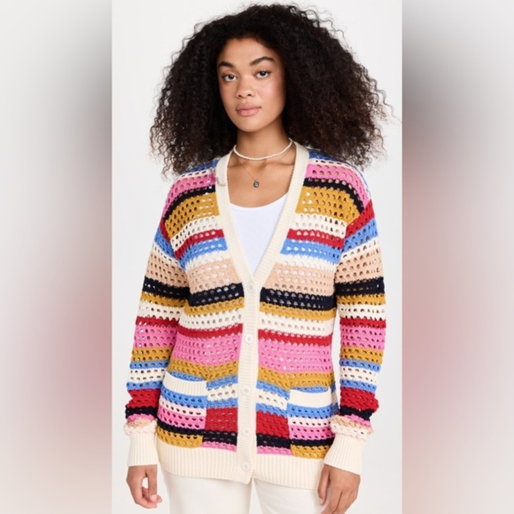 Kerri Rosenthal Anthropologie Melvin Crochet Stripe Cardigan